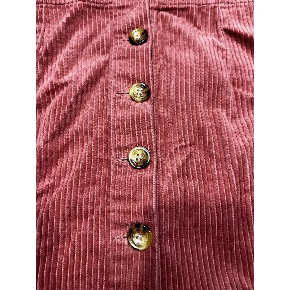 Forever 21 Women's Corduroy Button Front Mini Skirt Pink Large (A77)